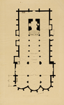 216472 Plattegrond met pijlers, gewelven en de toren van de Jacobikerk te Utrecht.